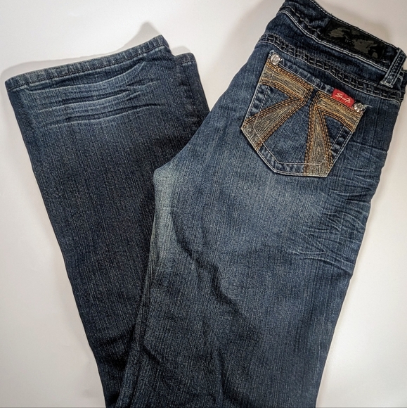 Seven7 Denim - Seven7 Dark Wash Low Rise Bling Flare Jeans Women's size 8P